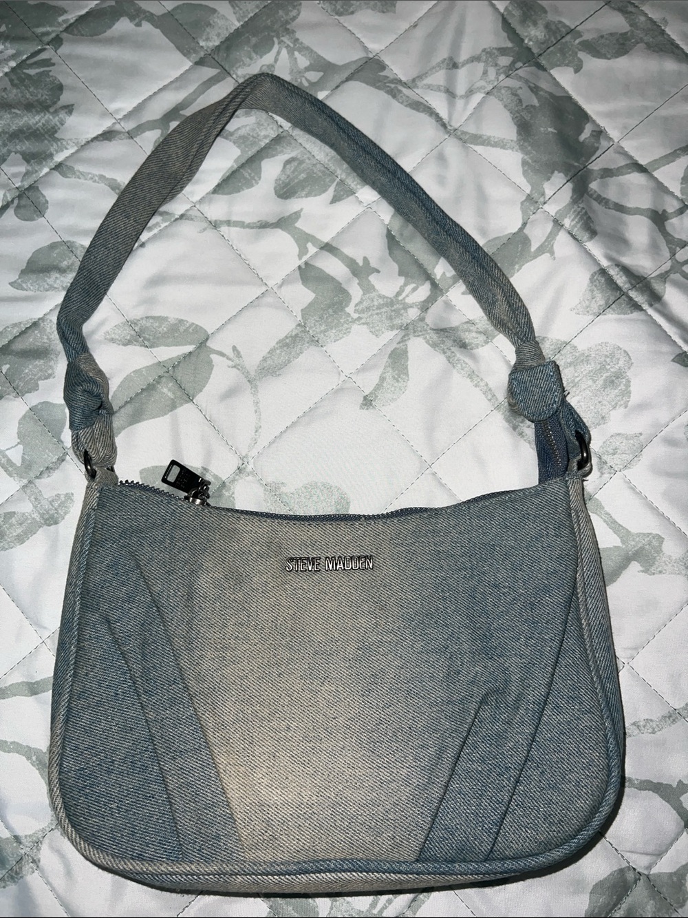Steve Madden Light Gray Shoulder Bag with Knotted Strap